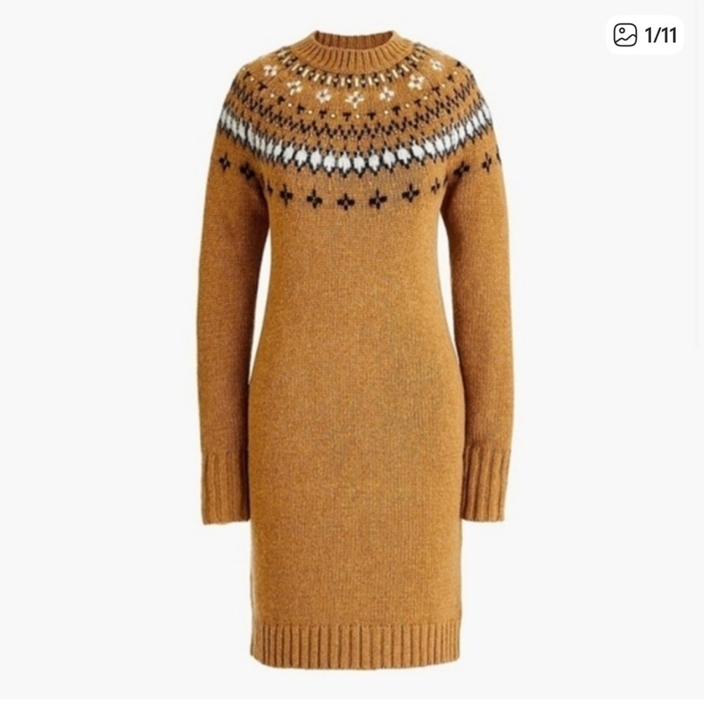 J.Crew Fair Isle Embellished Sweater Dress size small